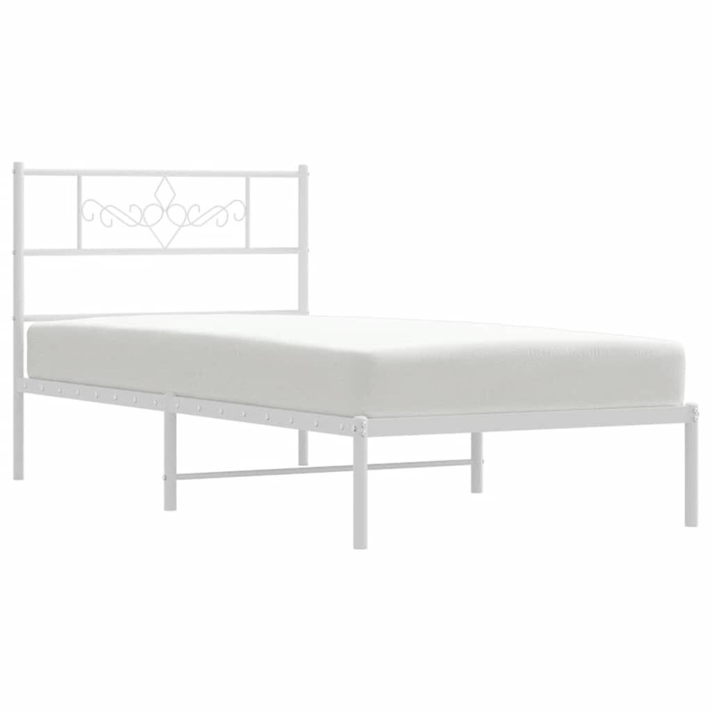 vidaXL Πλαίσιο Κρεβατιού με Κεφαλάρι Λευκό 100 x 200 εκ. Μεταλλικό