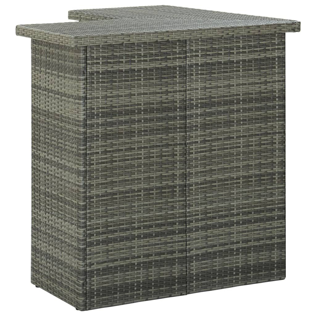vidaXL Τραπέζι Μπαρ Γωνιακό Γκρι 100 x 50 x 105 εκ. Συνθετικό Ρατάν