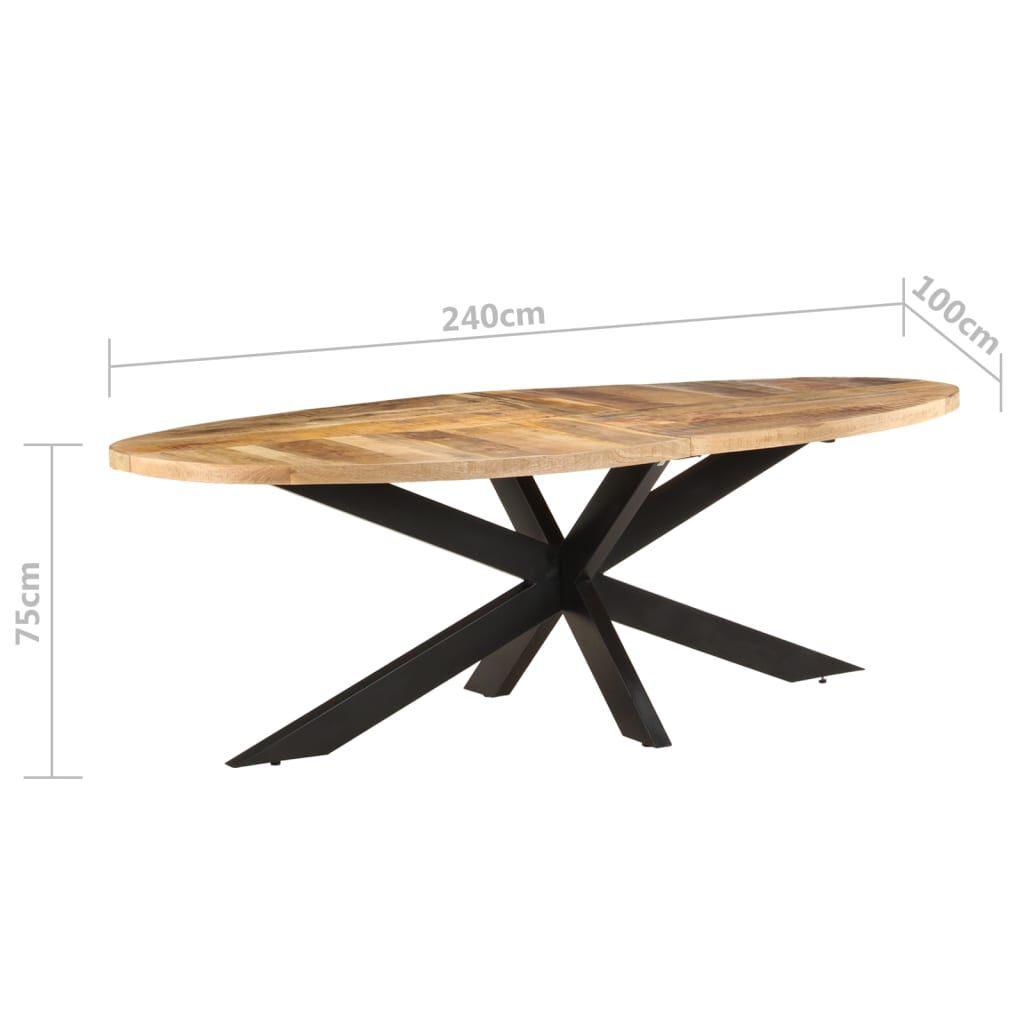 vidaXL Τραπεζαρία 240 x 100 x 75 εκ. από Ακατέργαστο Ξύλο Μάνγκο