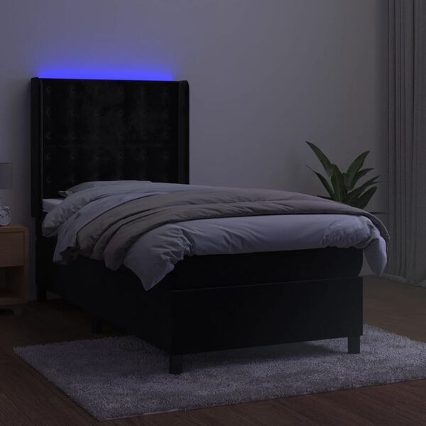 vidaXL &Kappa;&rho;&epsilon;&beta;ά&tau;&iota; Boxspring &mu;&epsilon; &Sigma;&tau;&rho;ώ&mu;&alpha; & LED &Mu;&alpha;ύ&rho;&omicron; 100x200 &epsilon;&kappa;. &Beta;&epsilon;&lambda;&omicron;ύ&delta;&iota;&nu;&omicron;