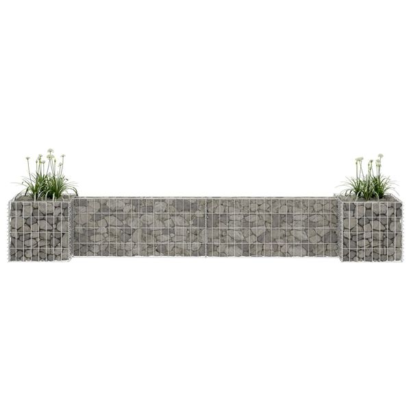 vidaXL Συρματοκιβώτιο Γλάστρα Σχήμα «Η» 260x40x40 εκ. Ατσάλινο Σύρμα
