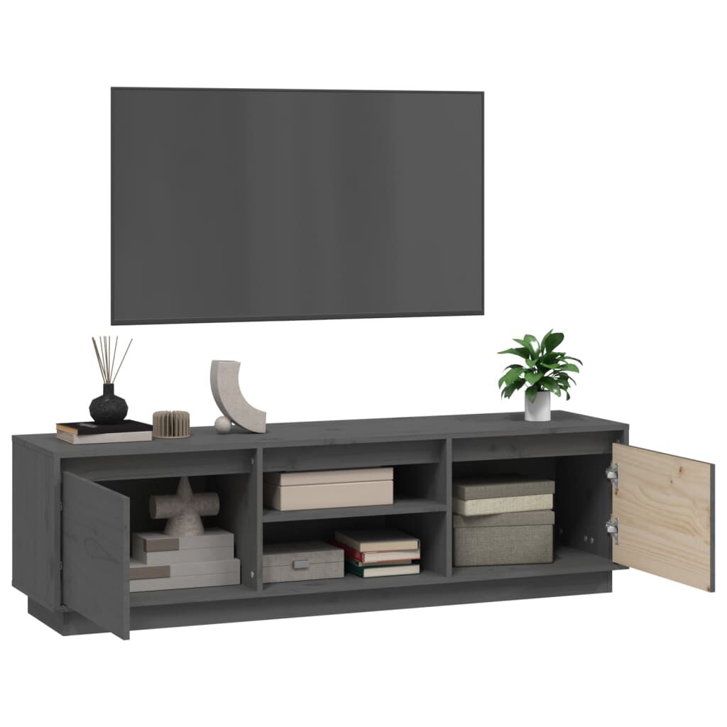 vidaXL Έπιπλο Τηλεόρασης Γκρι 140 x 35 x 40 εκ. από Μασίφ Ξύλο Πεύκου