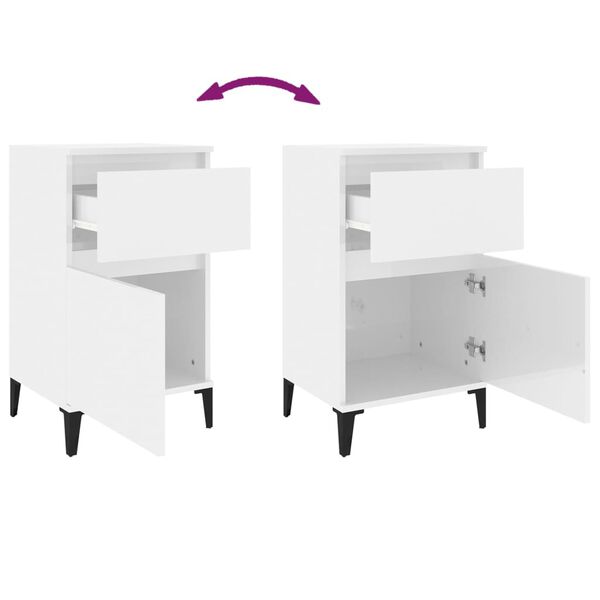 vidaXL Κομοδίνα 2 τεμ. Γυαλιστερό Λευκό 40x35x70 εκ.