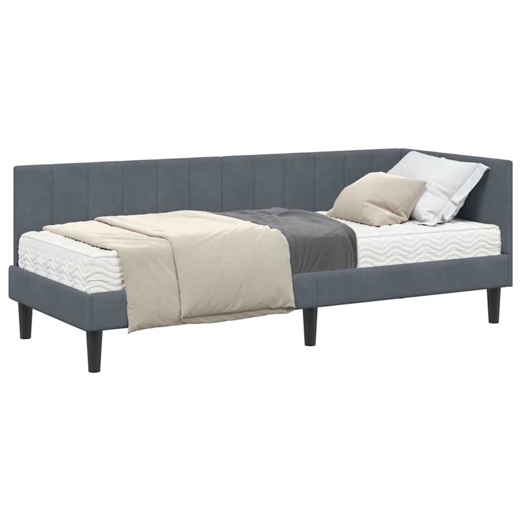 vidaXL Κρεβάτι Γωνίας με στρώμα Σκούρο γκρι 80 x 200 cm Βελούδο