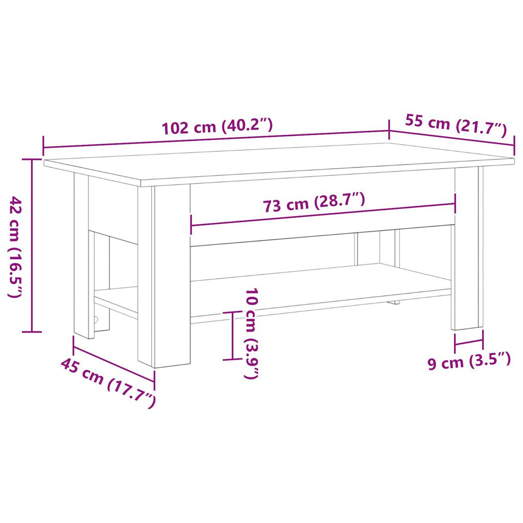 vidaXL Καφετιέρα Μαύρου Δρυς 102x55x42 εκ. Φτιαγμένη από ξύλο