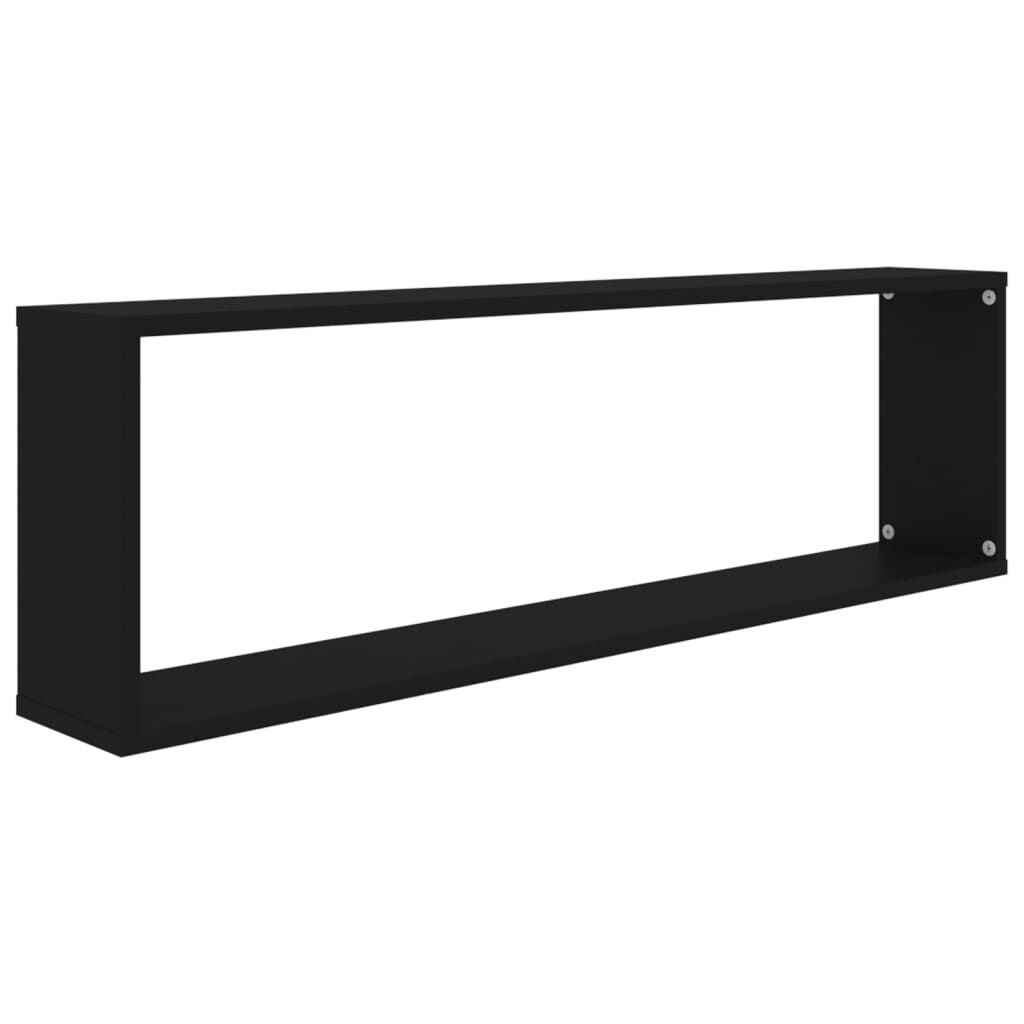 vidaXL Ράφια Κύβοι Τοίχου 4 τεμ. Μαύρα 100 x 15 x 30 εκ. Επεξ. Ξύλο