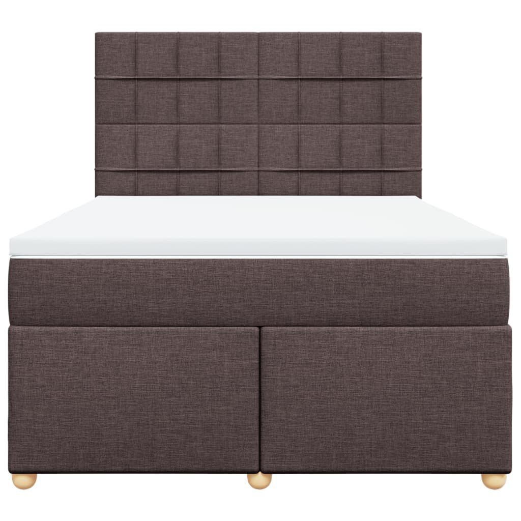 vidaXL Κρεβάτι Boxspring με Στρώμα Σκούρο Καφέ 140x190 εκ. Υφασμάτινο