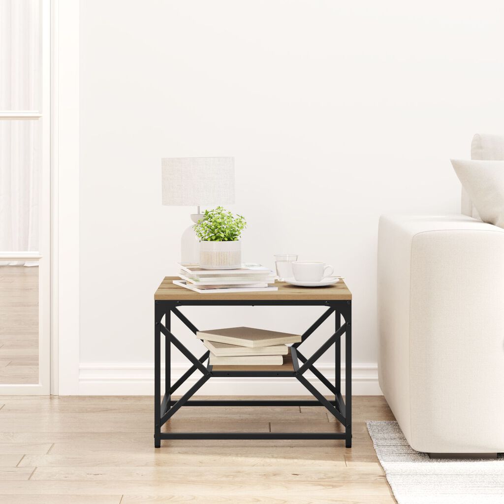 vidaXL Τραπέζι καφέ με ράφι από ξύλο 51x50x40 εκ. Επεξεργασμένο ξύλο