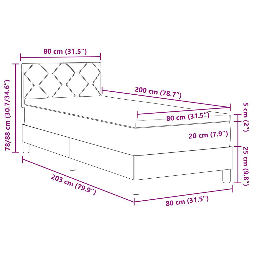 vidaXL Κρεβάτι με Σπαστό Στρώμα Γκρι 80x200 cm Ύφασμα