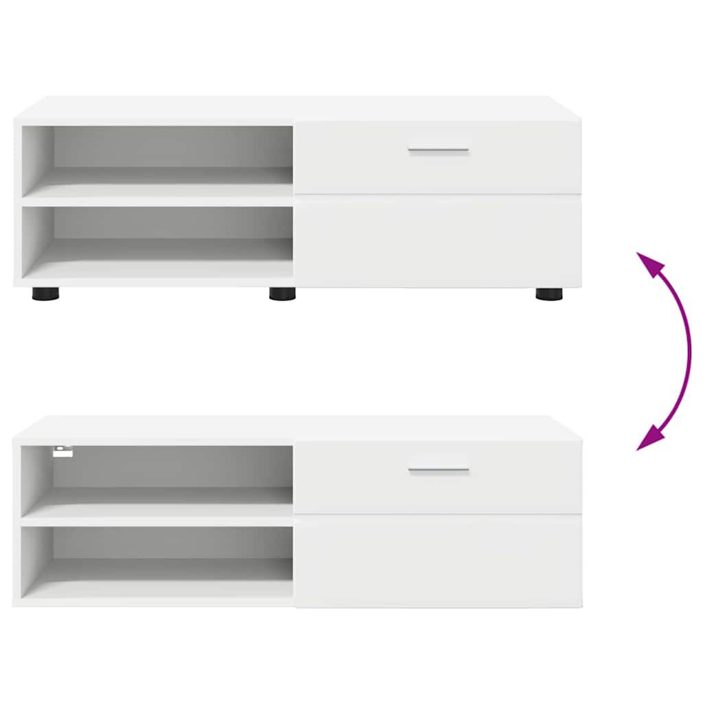 vidaXL Ντουλάπι TV με ράφι Λευκό 100.5 x 39 x 30 εκ Επεξεργασμένο ξύλο