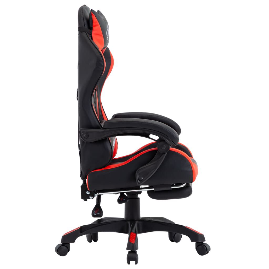 vidaXL Καρέκλα Racing με Υποπόδιο Κόκκινη/Μαύρη από Συνθετικό Δέρμα