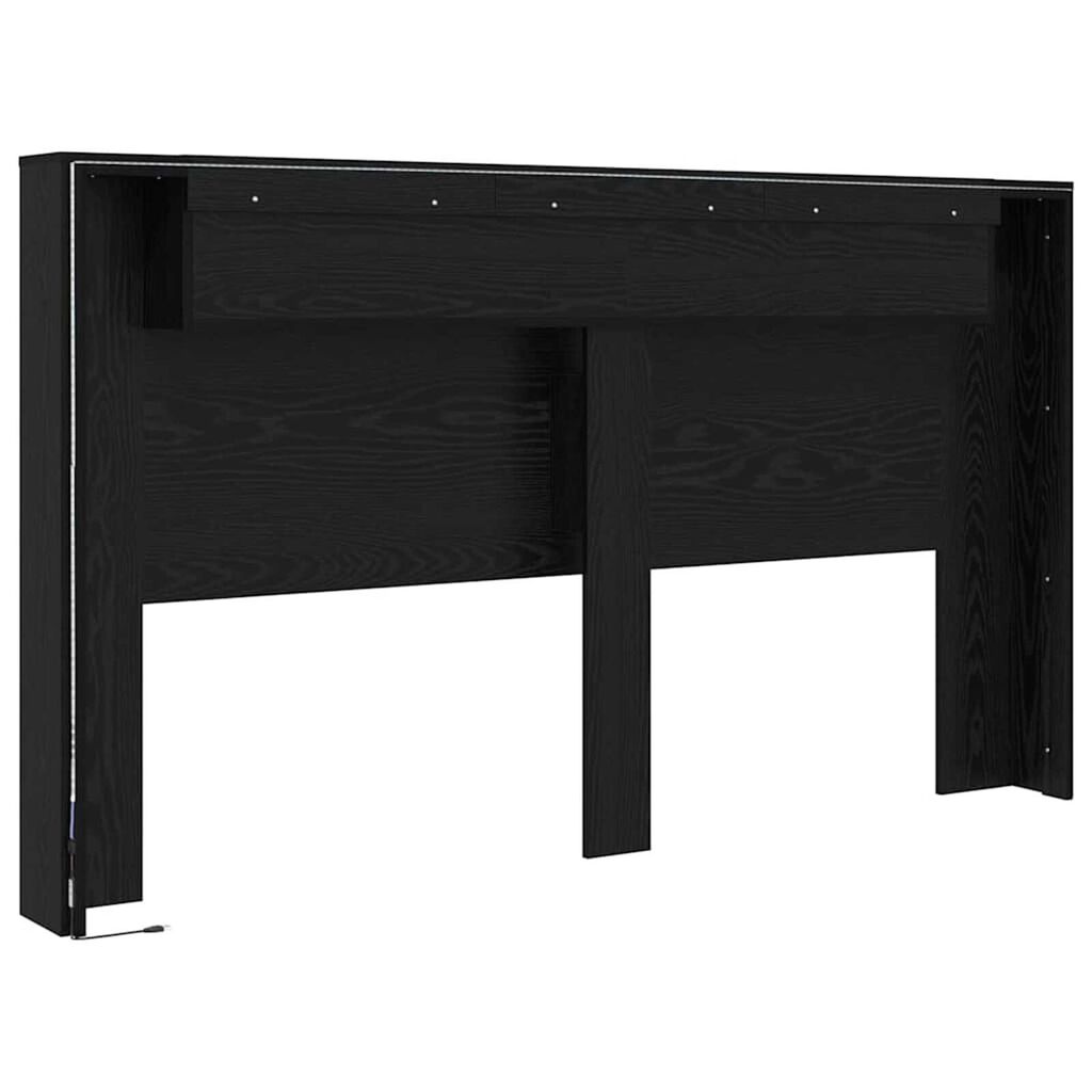 vidaXL Κρεβάτι με Κεφαλάρι με ράφι Μαύρη δρυς 180 x 17 x 104.5 εκ