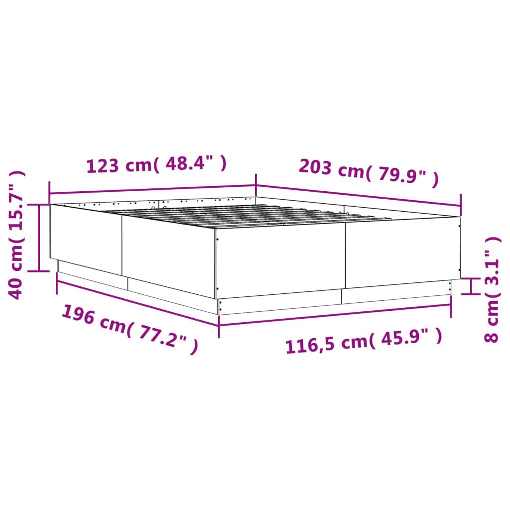 vidaXL Πλαίσιο Κρεβατιού με Φώτα LED Καφέ δρυς 120x200 εκ. Επεξ. Ξύλο