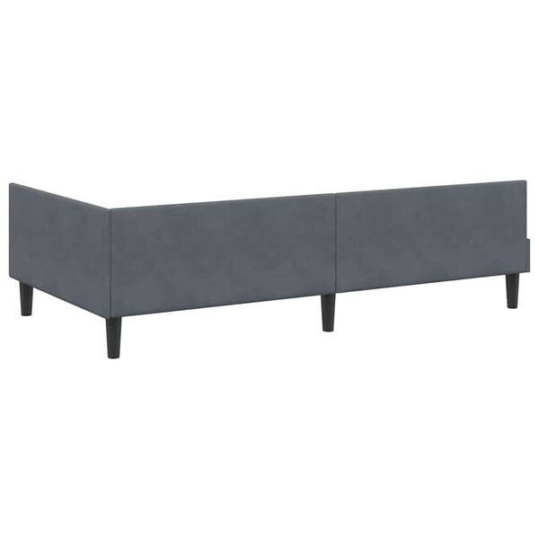 vidaXL Πλαϊνό Κρεβάτι με κεφαλάρι Σκούρο γκρι 90 x 190 cm