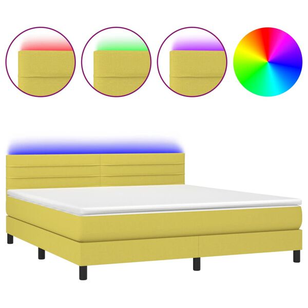 vidaXL &Kappa;&rho;&epsilon;&beta;ά&tau;&iota; Boxspring &mu;&epsilon; &Sigma;&tau;&rho;ώ&mu;&alpha; & LED &Pi;&rho;ά&sigma;&iota;&nu;&omicron; 160x200 &epsilon;&kappa; &Upsilon;&phi;&alpha;&sigma;&mu;ά&tau;&iota;&nu;&omicron;