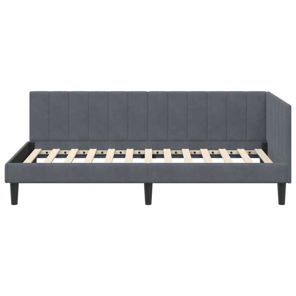 vidaXL Κρεβάτι Γωνίας με κεφαλάρι Σκούρο γκρι 90 x 190 cm Βελούδο