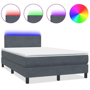 vidaXL &Kappa;&rho;&epsilon;&beta;ά&tau;&iota; Boxspring &mu;&epsilon; &Sigma;&tau;&rho;ώ&mu;&alpha; & LED &Sigma;&kappa;&omicron;ύ&rho;&omicron; &gamma;&kappa;&rho;&iota; 120x220 cm &Beta;&epsilon;&lambda;&omicron;ύ&delta;&iota;&nu;&omicron;