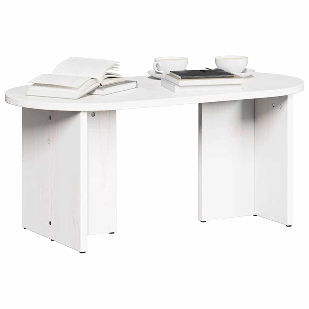 vidaXL Τραπεζάκι σαλονιού Λευκό 80 x 39.5 x 35 εκ. Μασίφ ξύλο πεύκου