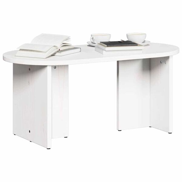vidaXL Τραπεζάκι σαλονιού Λευκό 80 x 39.5 x 35 εκ. Μασίφ ξύλο πεύκου