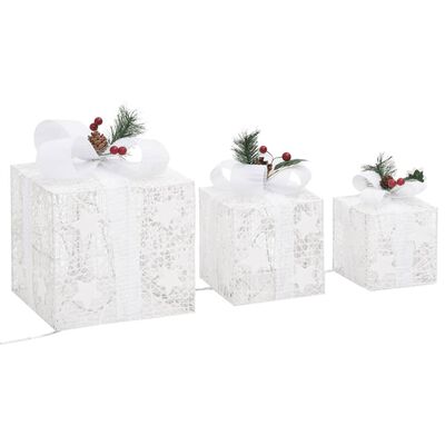 vidaXL Κουτιά Δώρων Χριστουγεννιάτικα Εξωτερικού Χώρου 3 Τεμ. Λευκά