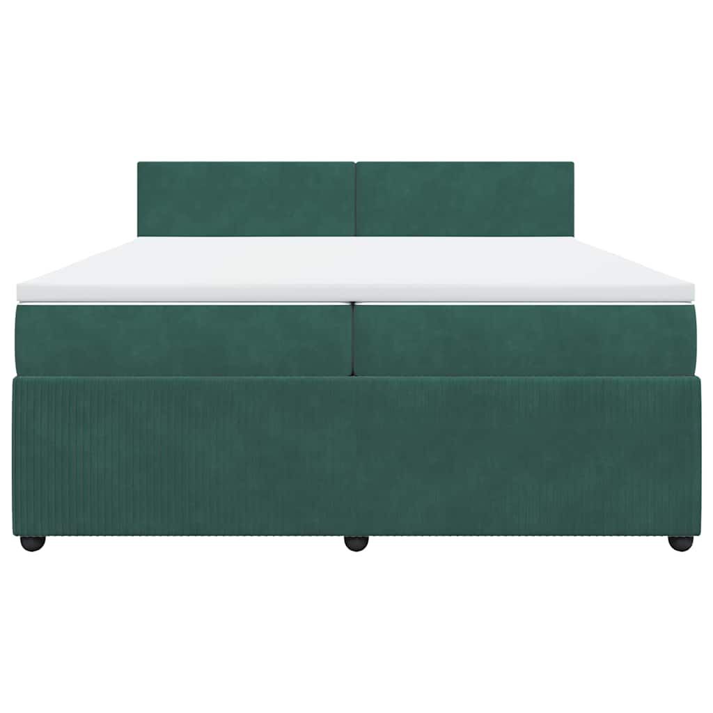 vidaXL Κρεβάτι Boxspring με Στρώμα Σκούρο Πράσινο 200x200εκ. Βελούδινο