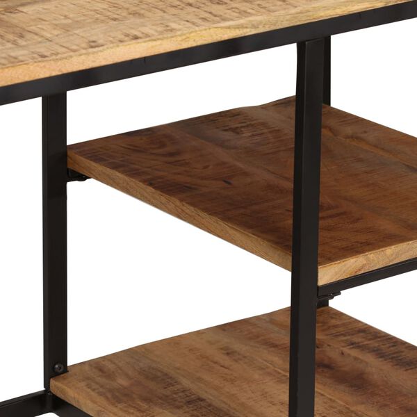 vidaXL Γραφείο 115x50x76 εκ. Μασίφ Ξύλο Μάνγκο με Πτυσσόμενο Σκαμπό