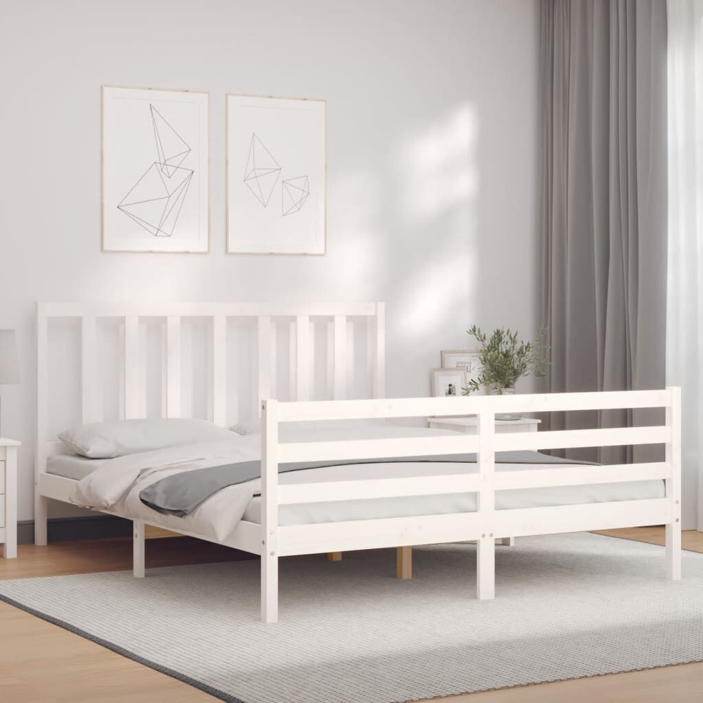 vidaXL Σκελετός Κρεβ. Χωρίς Στρώμα Λευκό 160x200 εκ Μασίφ Πεύκο