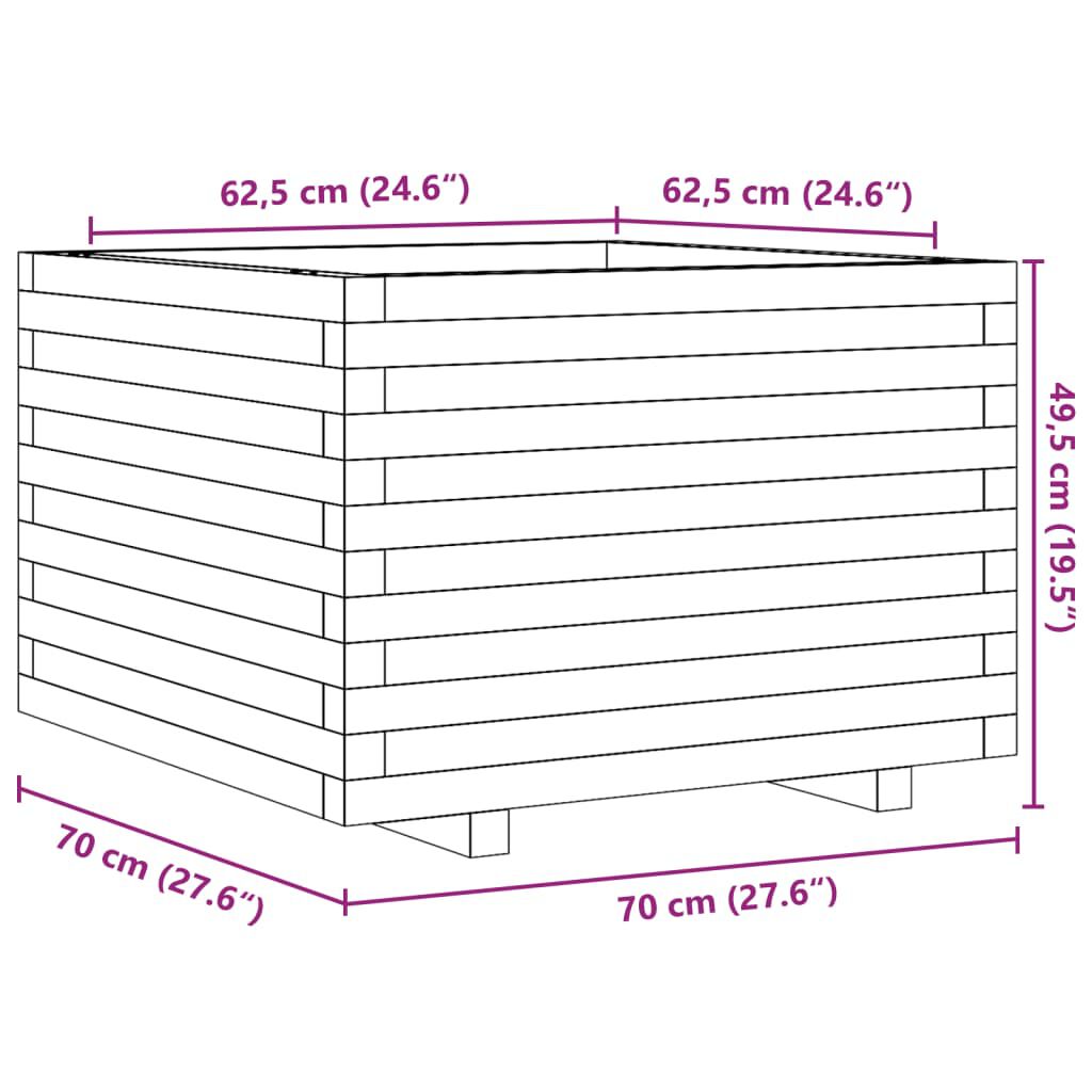 vidaXL Ζαρντινιέρα Κήπου 70x70x49,5 εκ. από Μασίφ Ξύλο Ψευδοτσούγκας