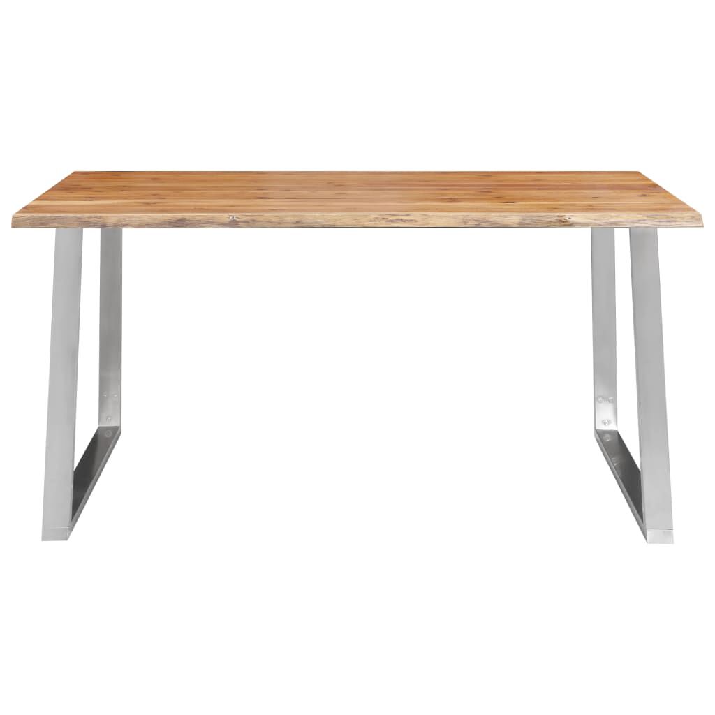 vidaXL Τραπεζαρία 160x80x75 εκ. Μασίφ Ξύλο Ακακίας / Ανοξείδωτο Ατσάλι