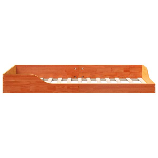 vidaXL Κρεβάτι δαπέδου Καφέ κεριού 90 x 190 cm Συμπαγές ξύλο πεύκου