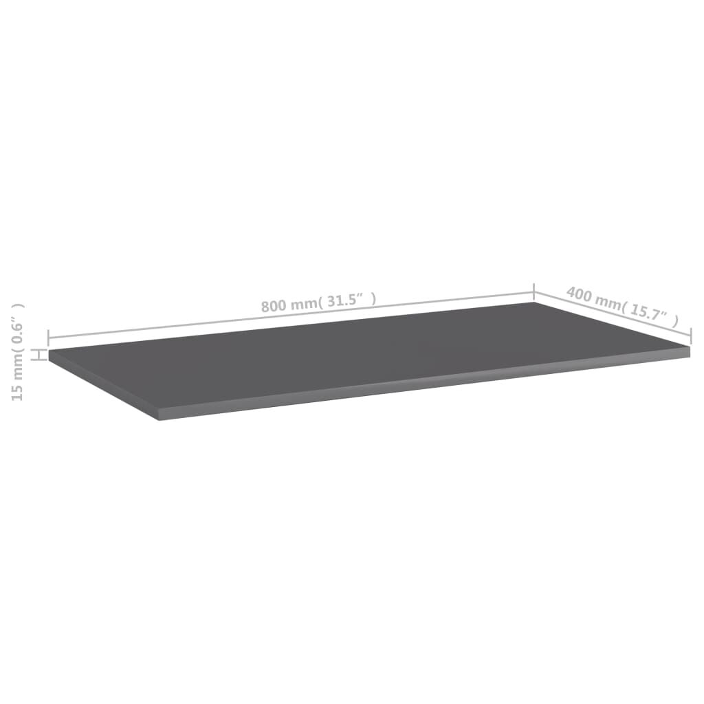 vidaXL Ράφια Βιβλιοθήκης 8 τεμ. Γυαλ. Γκρι 80x40x1,5 εκ. Μοριοσανίδα