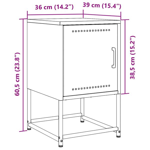 vidaXL Κομοδίνο Λευκό 36x39x60,5 εκ. από Χάλυβα