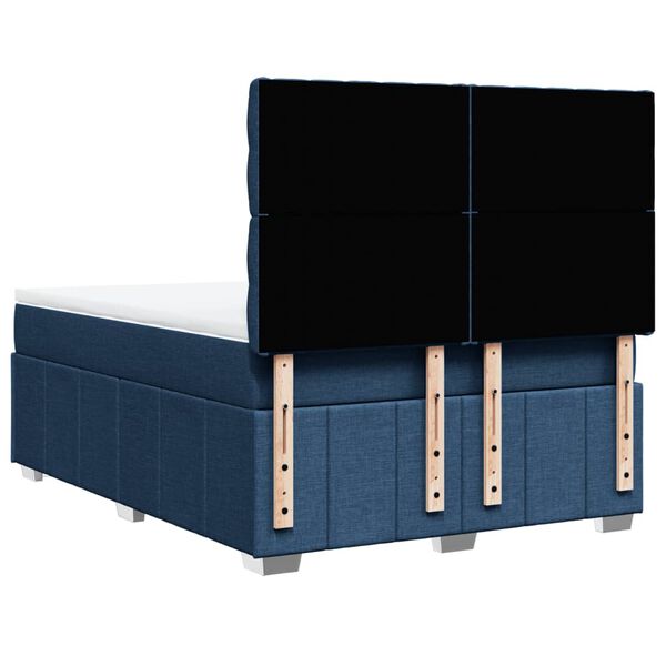 vidaXL Κρεβάτι Boxspring με Στρώμα Μπλε 140x200 εκ. Υφασμάτινο