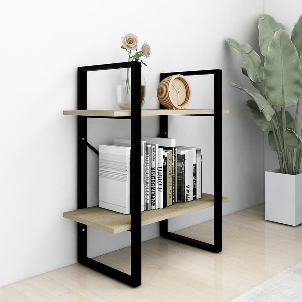 vidaXL Βιβλιοθήκη με 2 Ράφια Sonoma Δρυς 60 x 30 x 70 εκ. Επεξ. Ξύλο