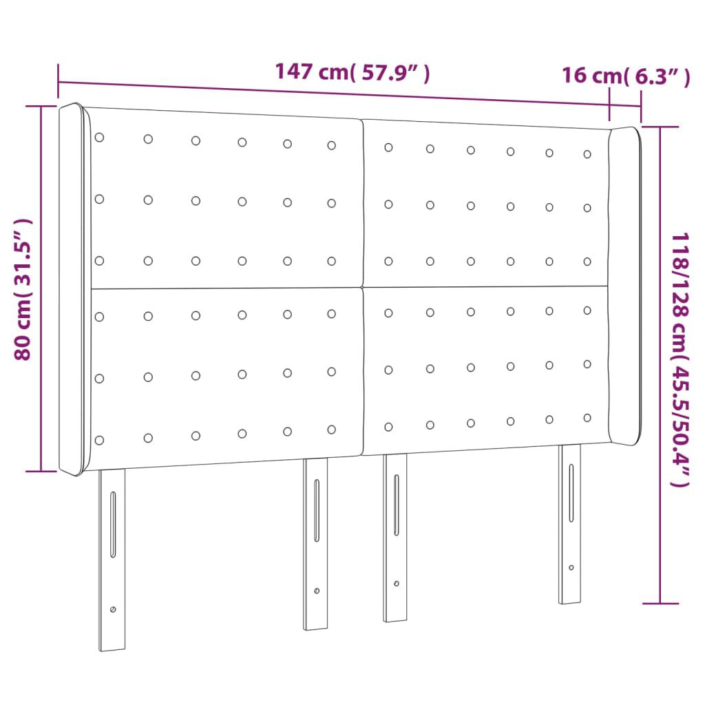 vidaXL Κεφαλάρι Κρεβατιού LED Σκούρο Γκρι 147x16x118/128εκ. Υφασμάτινο