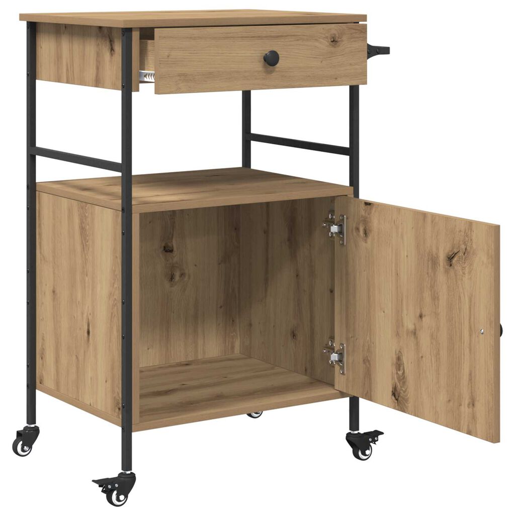vidaXL Καρότσι Κουζίνας Ξύλο Καλλιτέχνη 56x43x89.5 εκ.