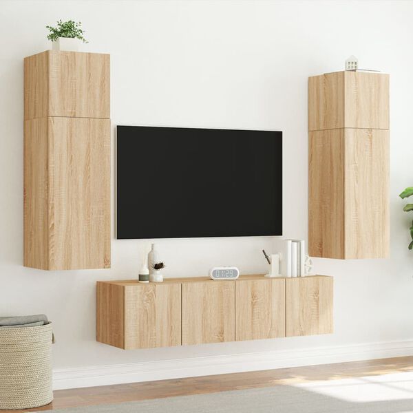 vidaXL Έπιπλο Τοίχου Τηλεόρασης με LED Sonoma Δρυς 60x35x31 εκ.