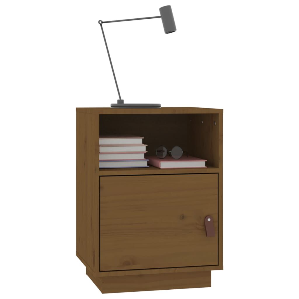 vidaXL Κομοδίνο Καφέ Μελί 40x34x55εκ. από Μασίφ Ξύλο Πεύκου