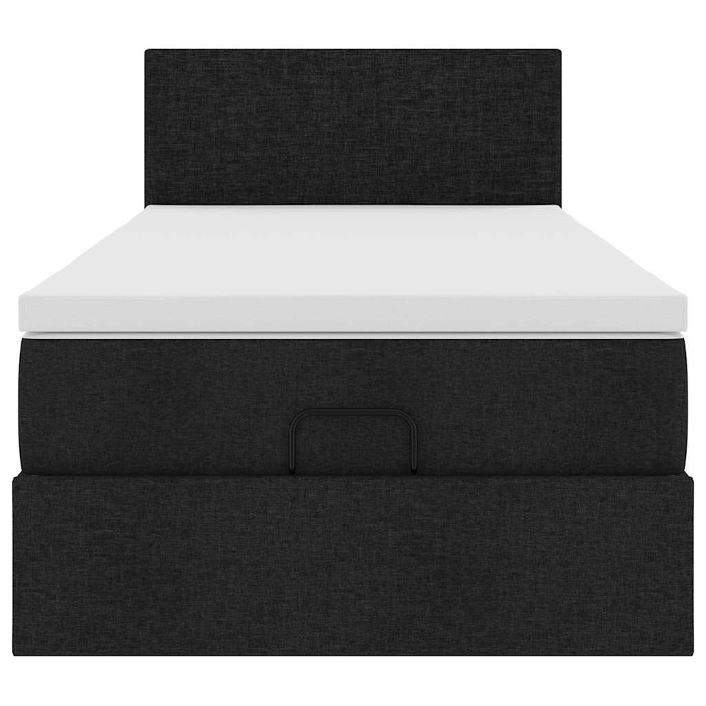 vidaXL Οθωμανικό κρεβάτι με στρώμα Μαύρο 90x200cm Ύφασμα