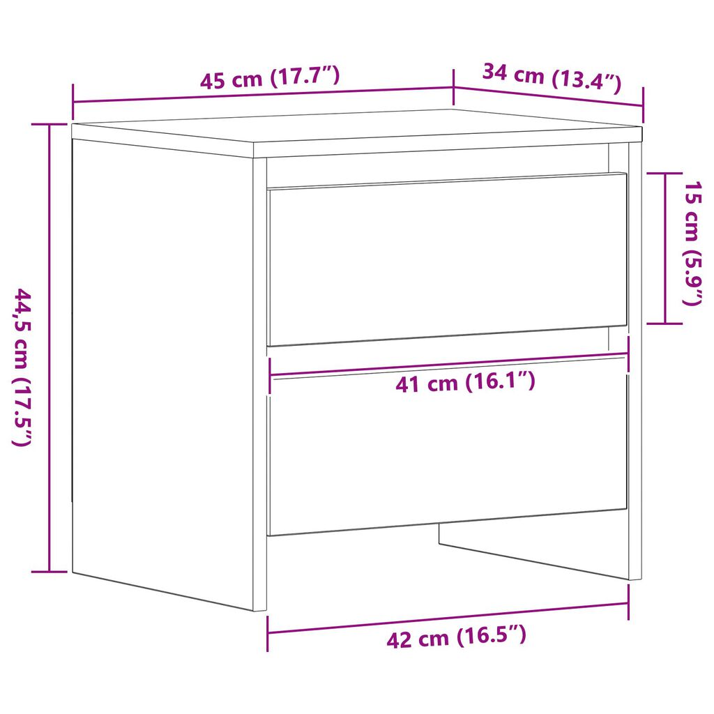 vidaXL Κομοδίνο 2 τεμ Παλιό Ξύλο 45x34x44,5 εκ Επεξεργασμένο Ξύλο