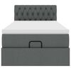 vidaXL Οθωμανικό κρεβάτι με στρώμα & LEDs Σκούρο γκρι 90x200 cm Ύφασμα