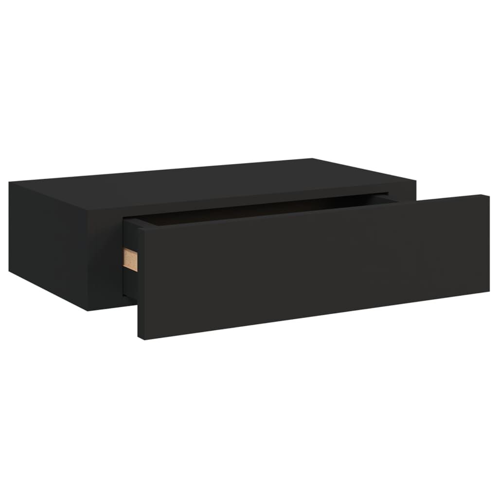 vidaXL Ράφι Επιτοίχιο με Συρτάρι Μαύρο 40 x 23,5 x 10 εκ. από MDF