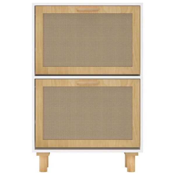 vidaXL Παπουτσοθήκη Λευκή 52x25x80 εκ Επεξεργασμένο Ξύλο&Φυσικό Ρατάν
