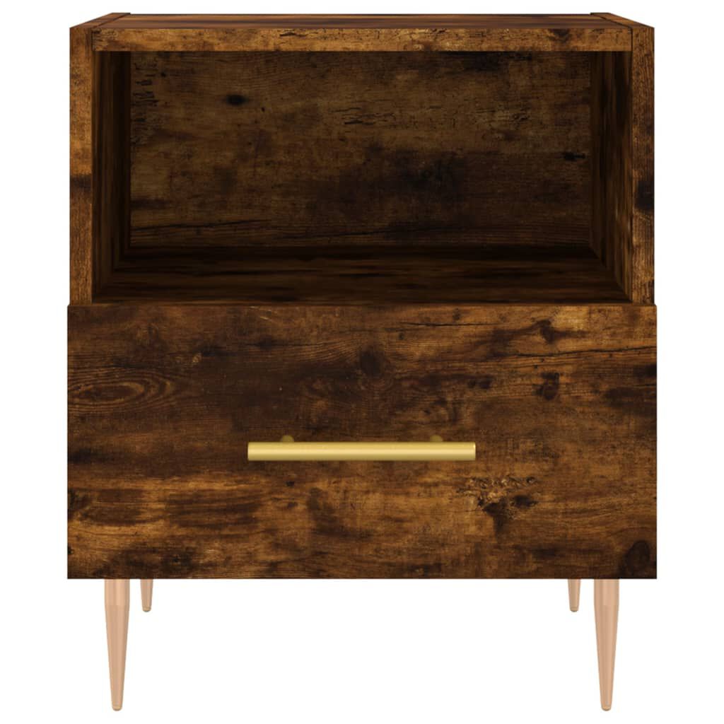 vidaXL Κομοδίνα 2 τεμ. Καπνιστή Δρυς 40 x 35 x 47,5 εκ. Επεξεργ. Ξύλο