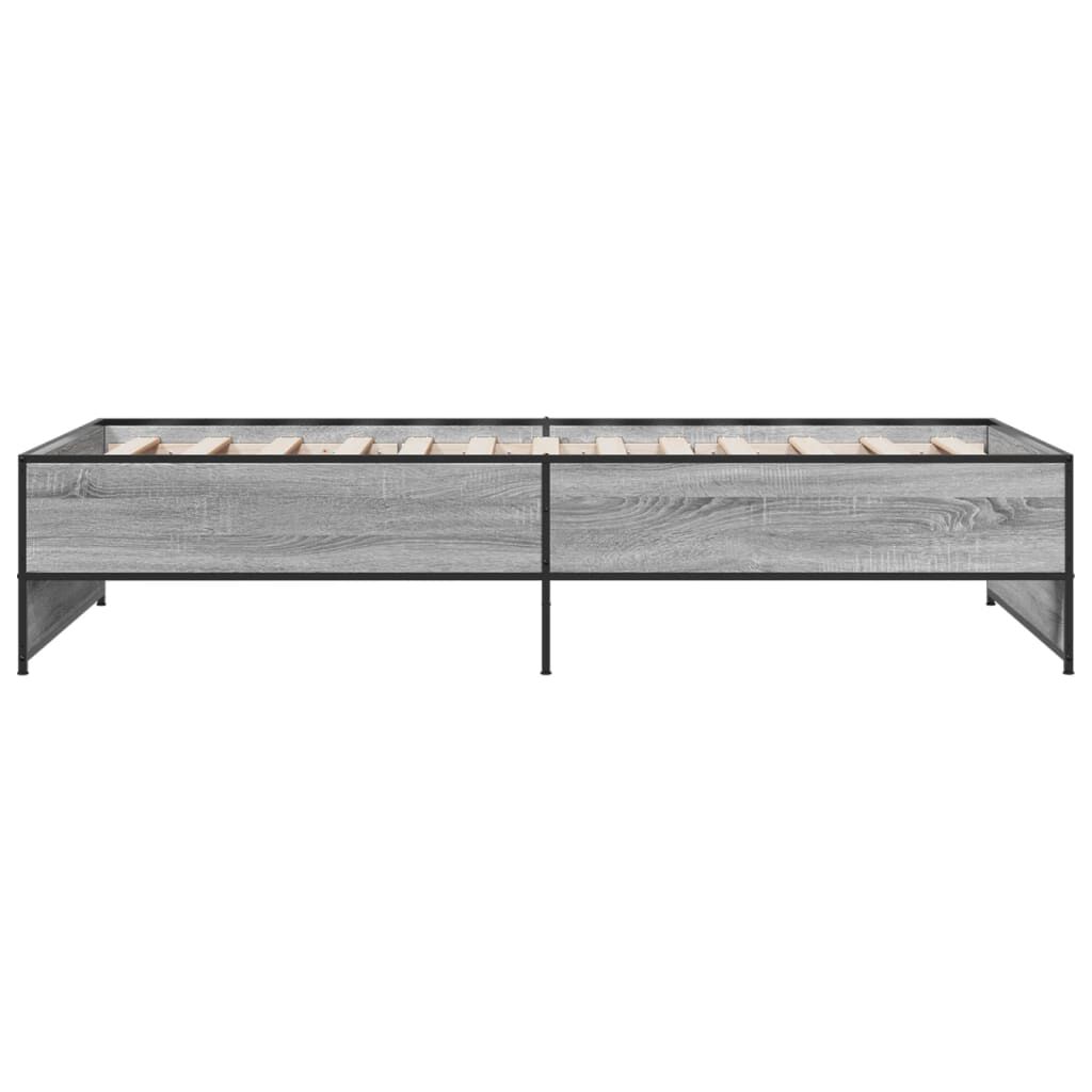 vidaXL Πλαίσιο Κρεβατιού Γκρι Sonoma 90 x 190 εκ. Επεξ. Ξύλο & Μέταλλο