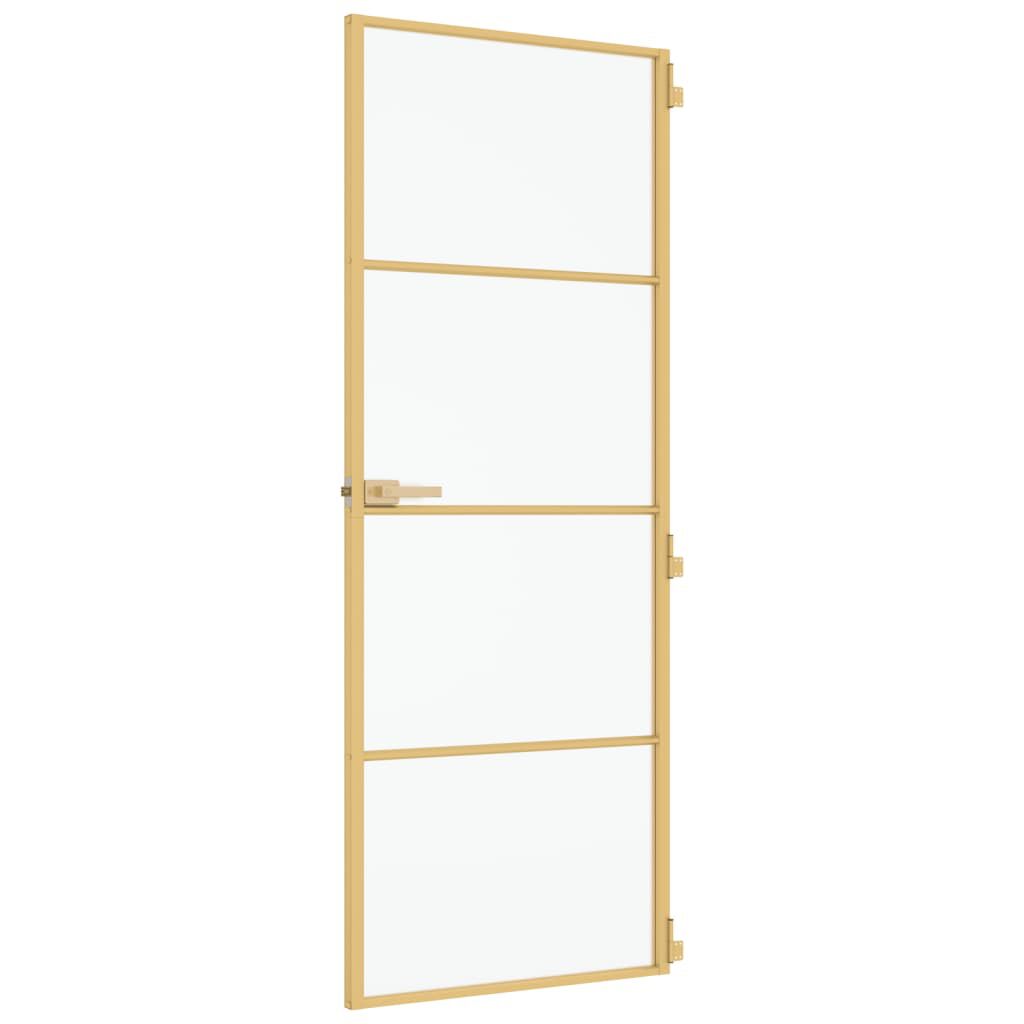 vidaXL Εσωτερική Πόρτα Χρυσή 76 x 201,5 εκ. Ψημένο Γυαλί & Αλουμίνιο