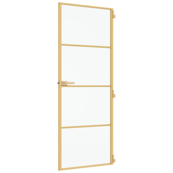 vidaXL Εσωτερική Πόρτα Χρυσή 76 x 201,5 εκ. Ψημένο Γυαλί & Αλουμίνιο