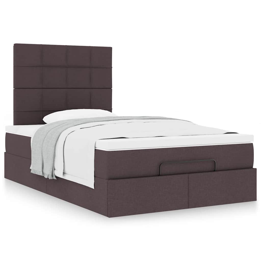 vidaXL Ottoman Κρεβάτι με Στρώμα Σκούρο Καφέ 120x200cm Ύφασμα