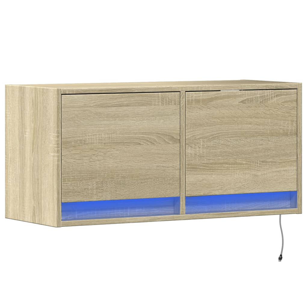 vidaXL Έπιπλο Τοίχου Τηλεόρασης με LED Sonoma Δρυς 80x31x38 εκ.