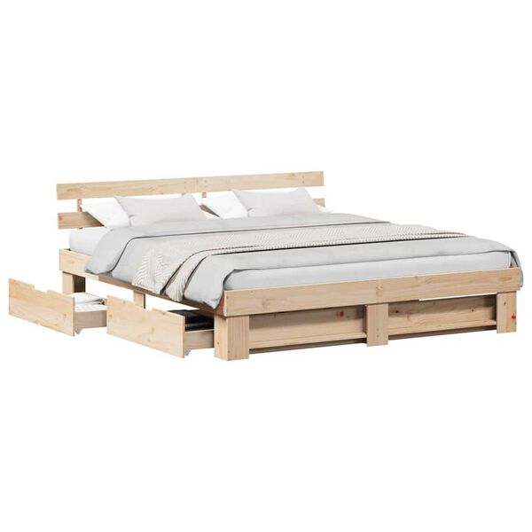 vidaXL Σκελετός Κρεβατιού Καφέ 180 x 200 cm Μασίφ ξύλο πεύκου